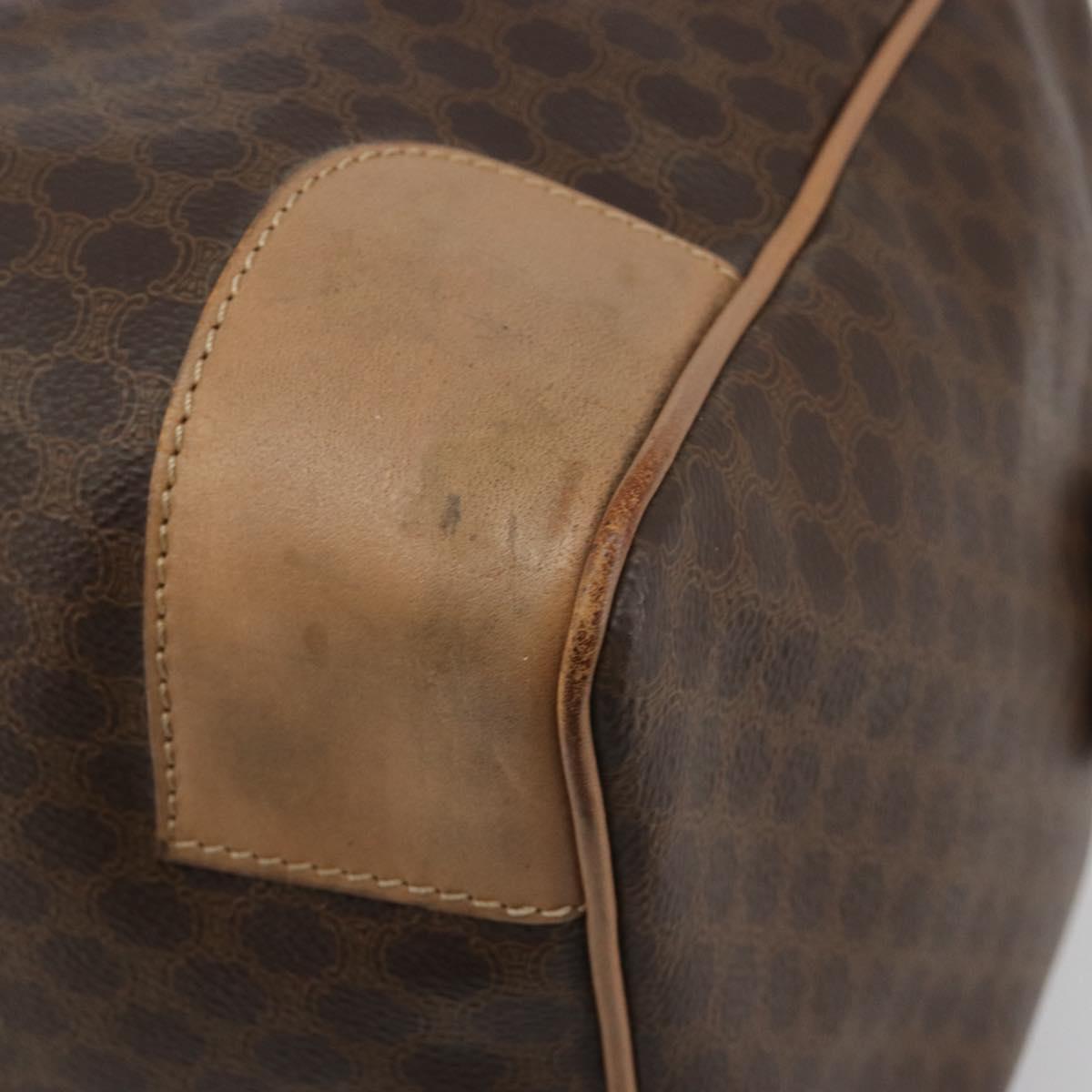 CELINE Macadam Boston Bag PVC Leather Brown Gold Tone Auth 194119A
