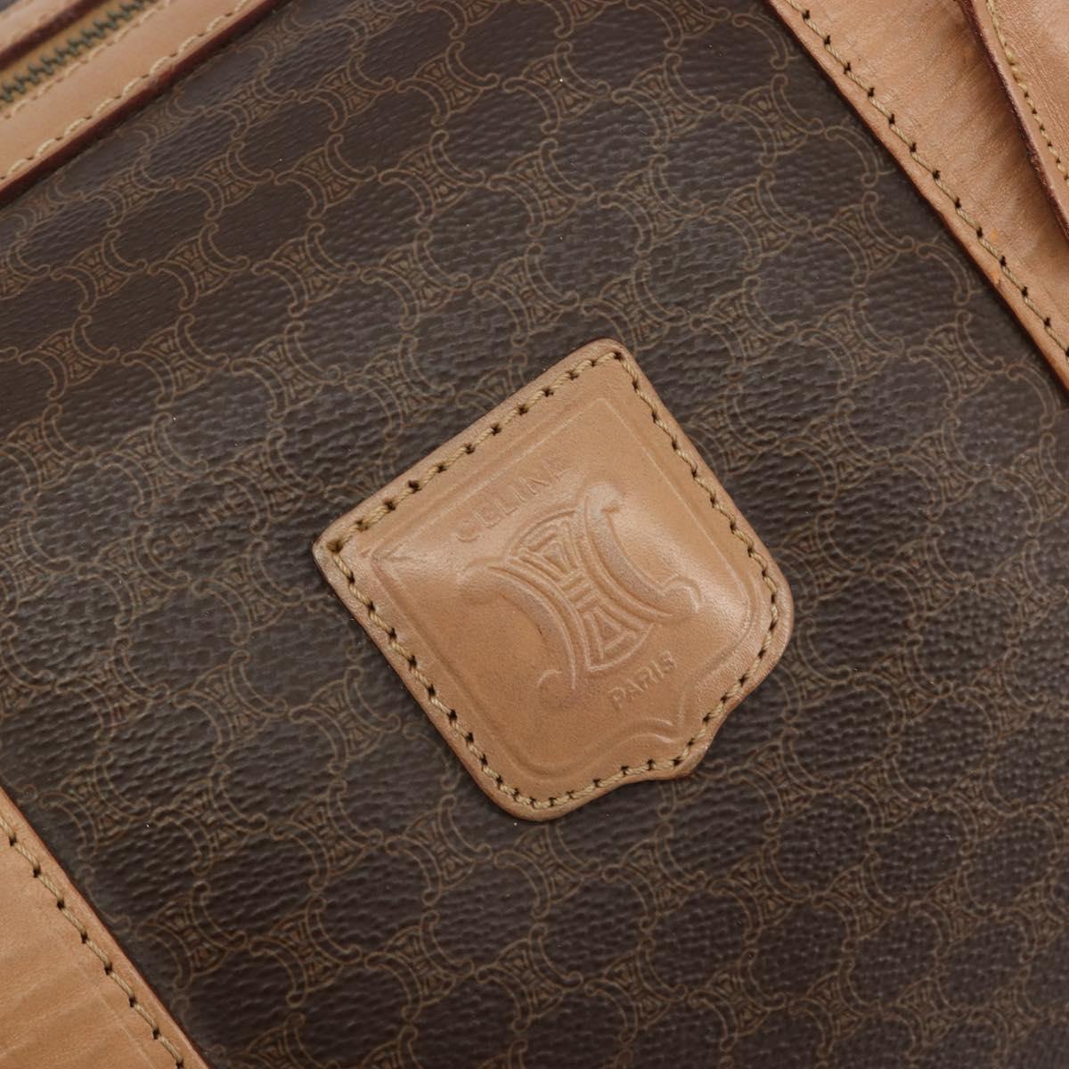 CELINE Macadam Boston Bag PVC Leather Brown Gold Tone Auth 194119A