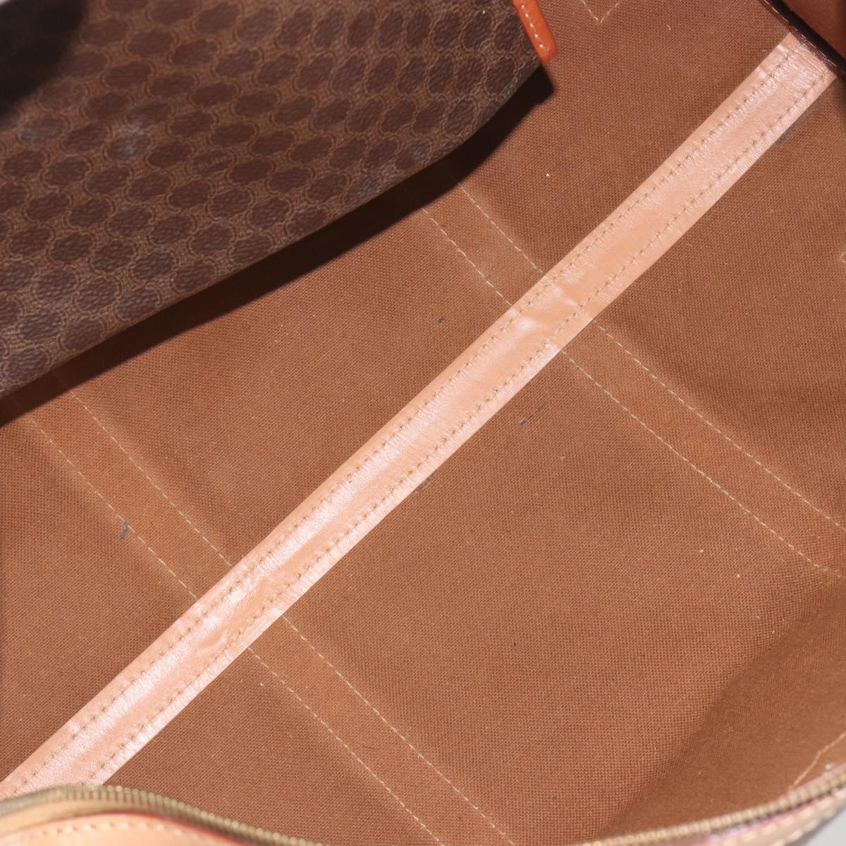 CELINE Macadam Boston Bag PVC Leather Brown Gold Tone Auth 194119A