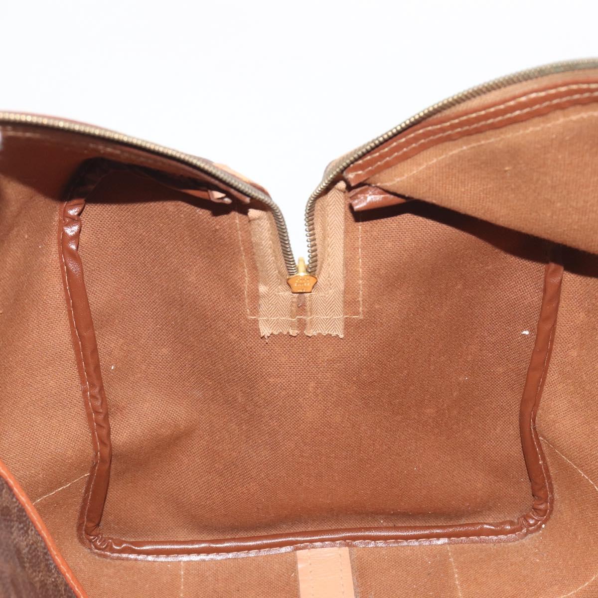 CELINE Macadam Boston Bag PVC Leather Brown Gold Tone Auth 194119A