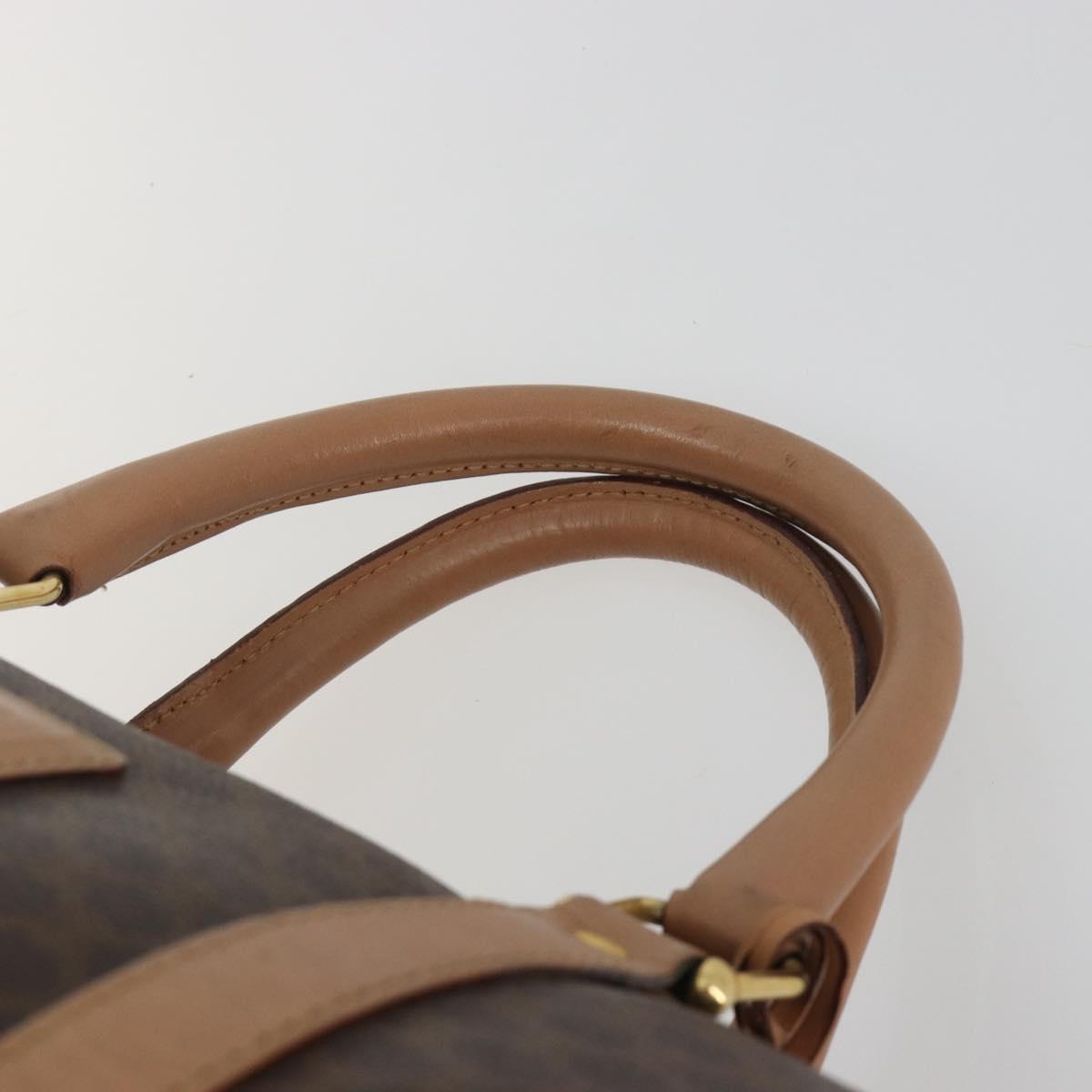 CELINE Macadam Boston Bag PVC Leather Brown Gold Tone Auth 194119A