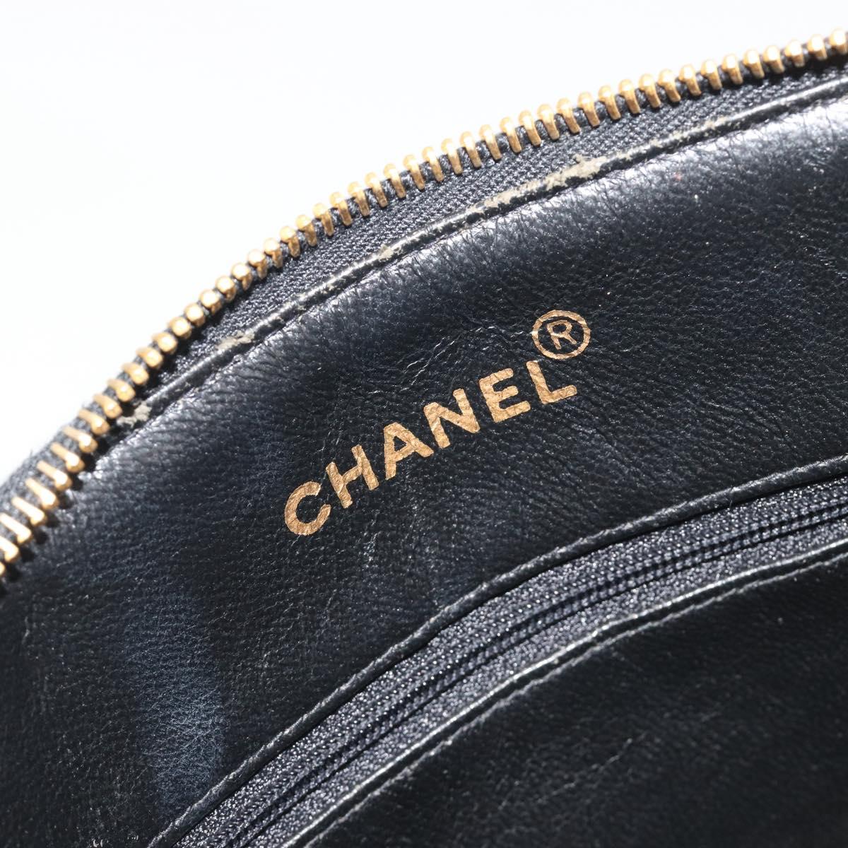 CHANEL Matelasse Chain Shoulder Bag Lamb Skin Black Gold Tone CC Auth 194120V