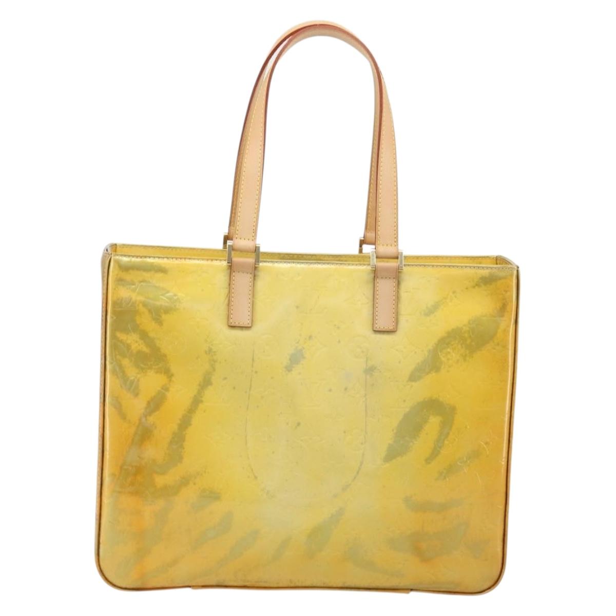 LOUIS VUITTON Monogram Vernis Columbus Tote Bag Gris M91028 LV Auth 194122