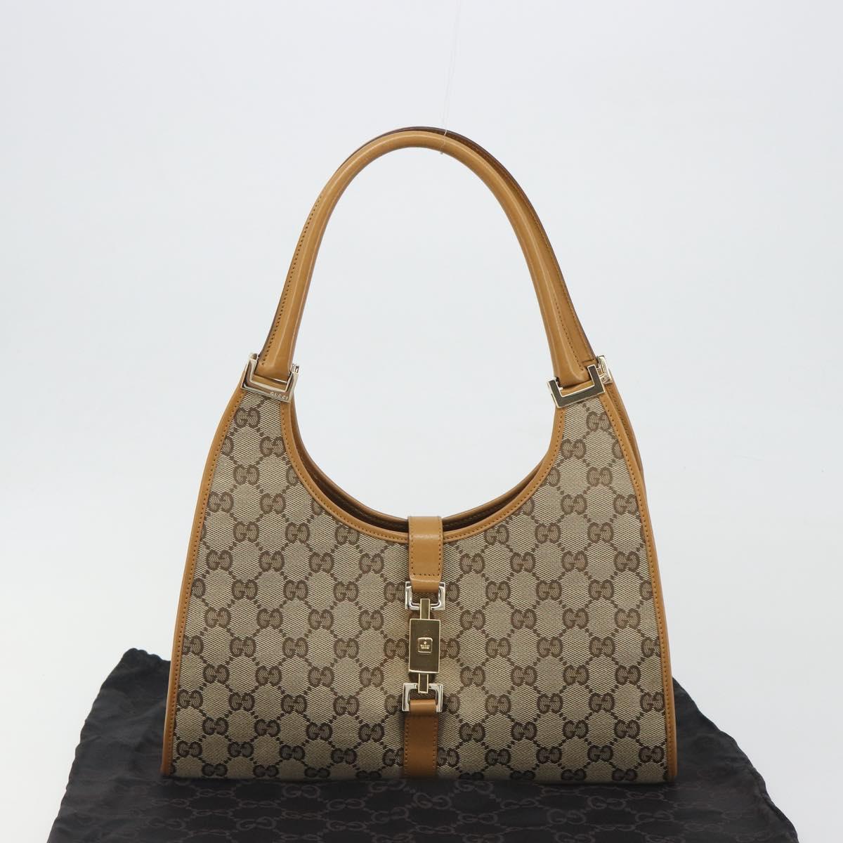 GUCCI GG Canvas Jackie Shoulder Bag Beige Gold 002 1067 1705 Auth 194125V