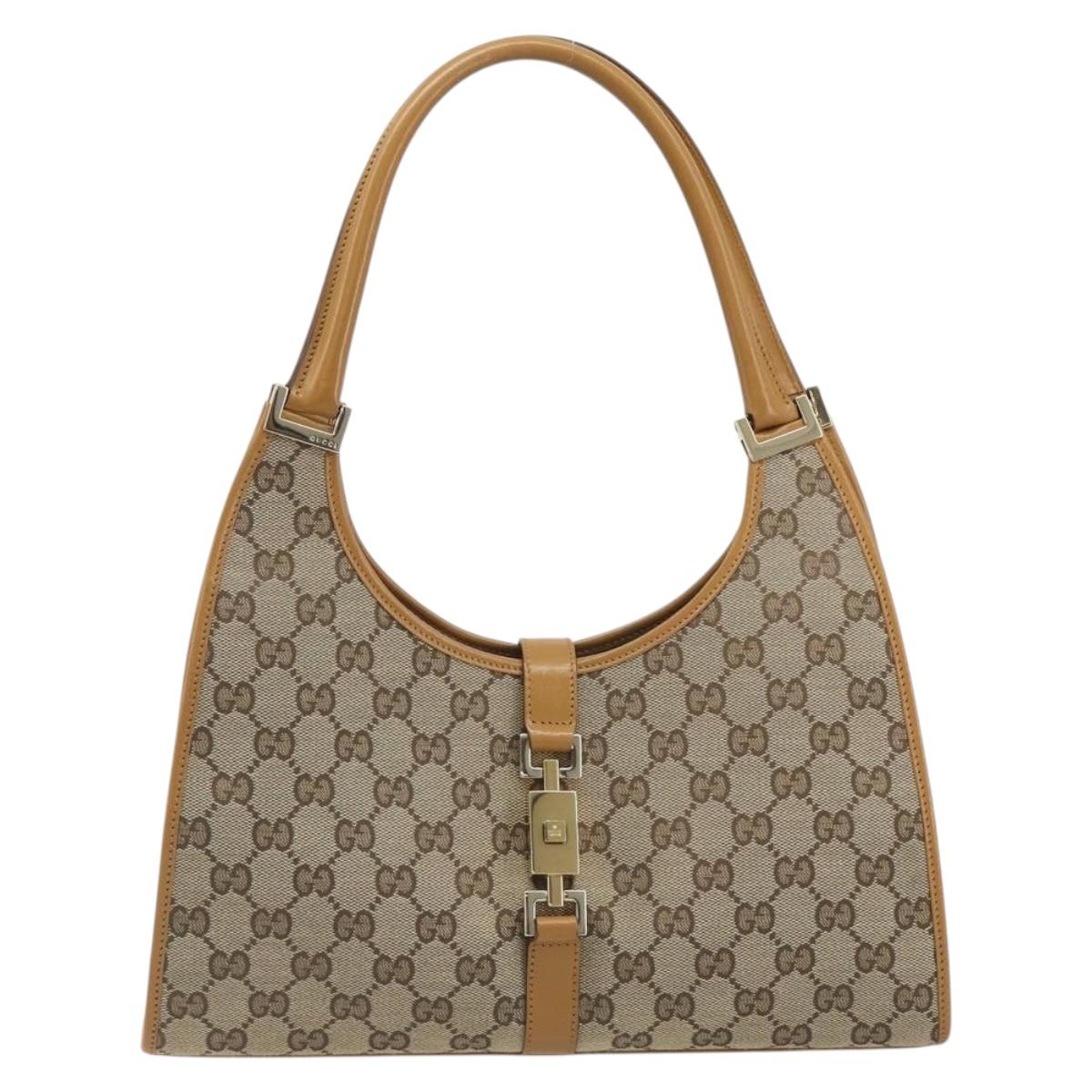 GUCCI GG Canvas Jackie Shoulder Bag Beige Gold 002 1067 1705 Auth 194125V