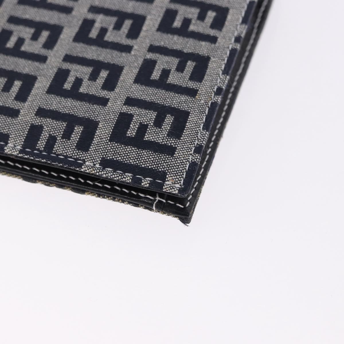 FENDI Zucchino Canvas Bifold Wallet Navy Auth 194127M