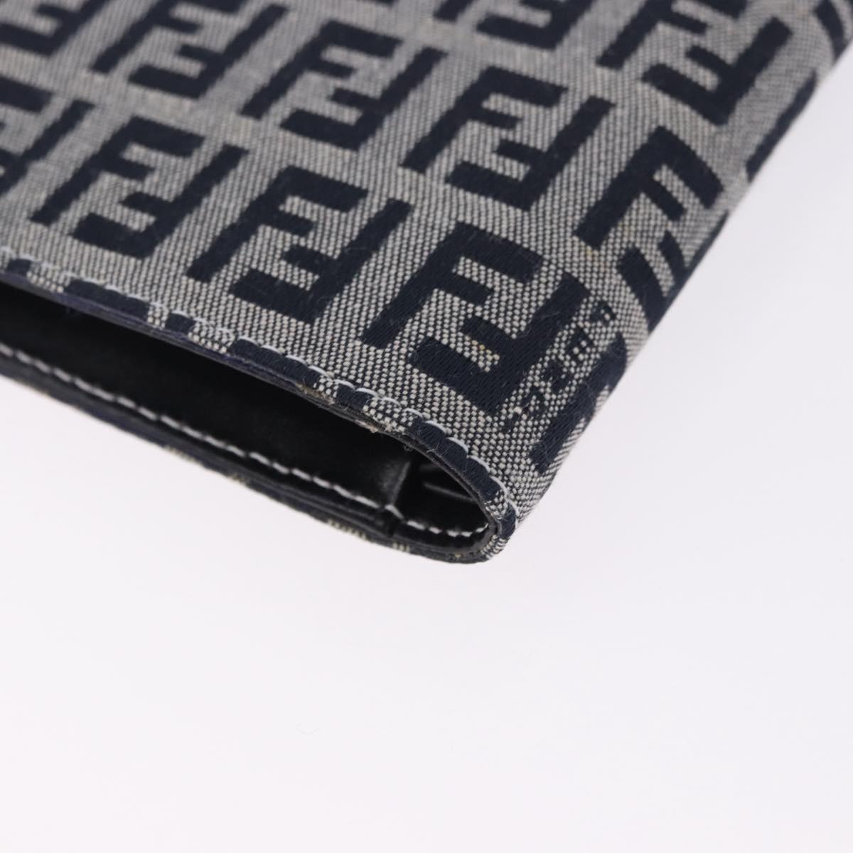 FENDI Zucchino Canvas Bifold Wallet Navy Auth 194127M