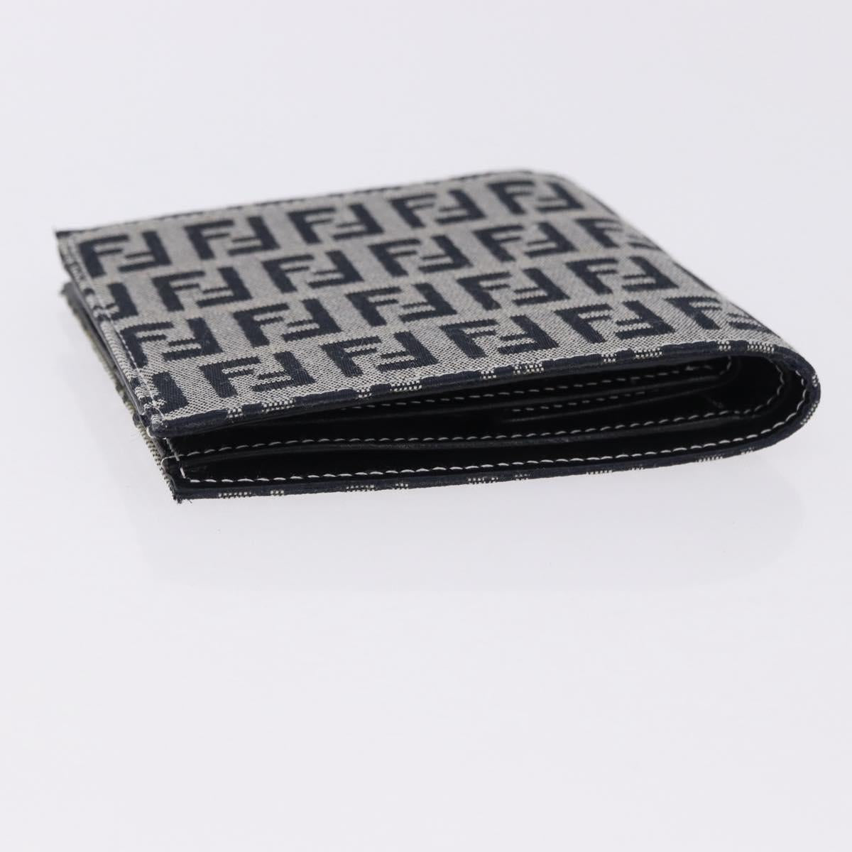 FENDI Zucchino Canvas Bifold Wallet Navy Auth 194127M