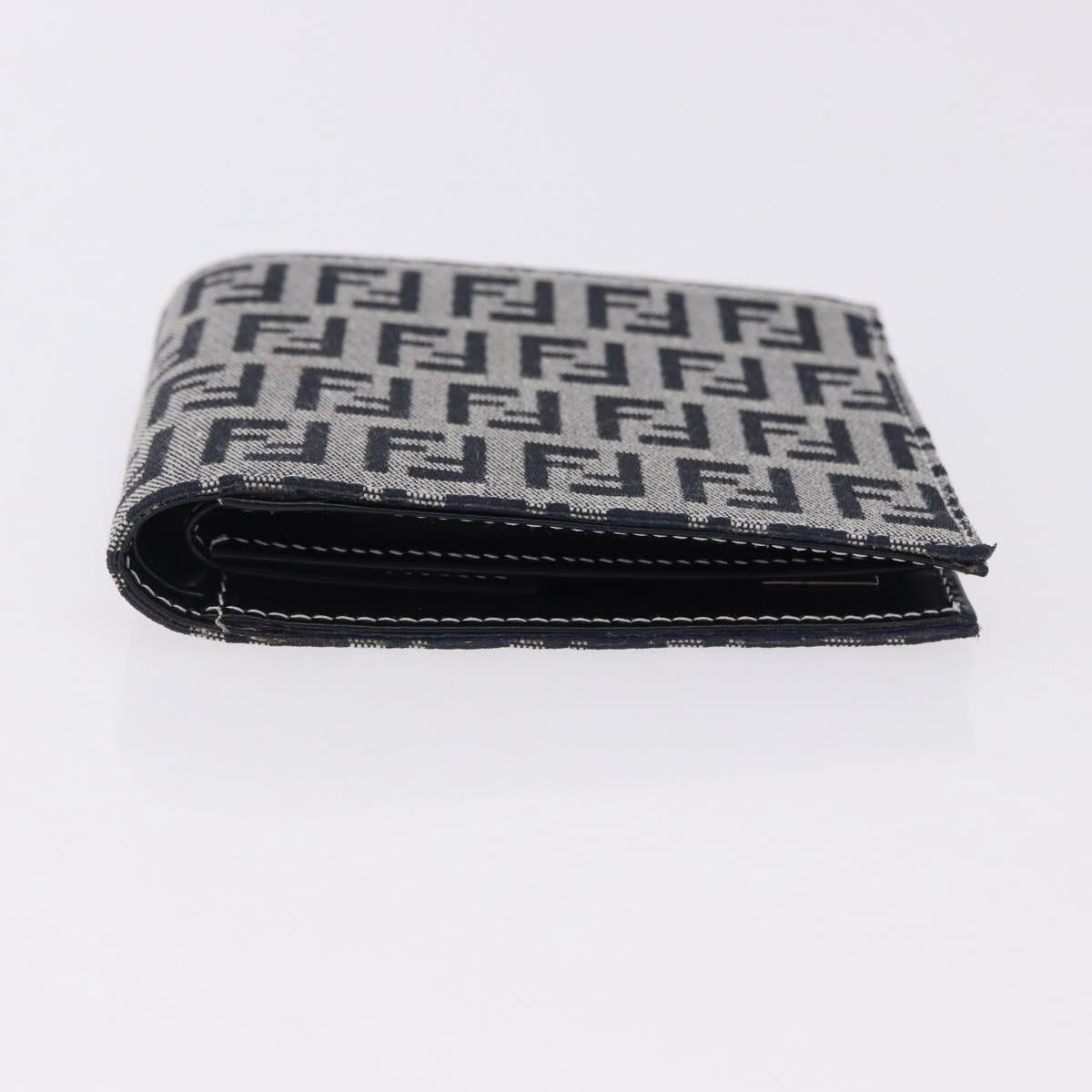 FENDI Zucchino Canvas Bifold Wallet Navy Auth 194127M