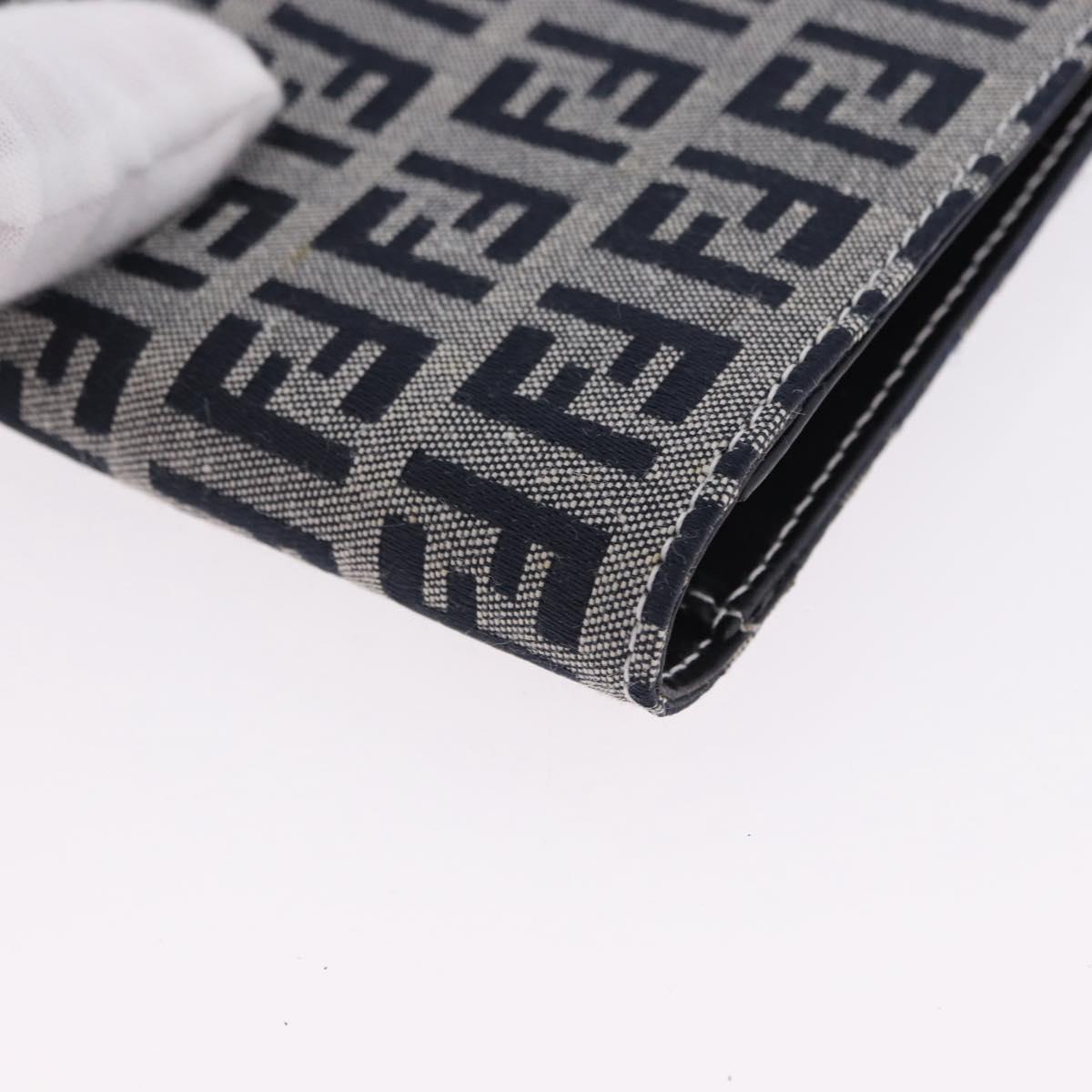 FENDI Zucchino Canvas Bifold Wallet Navy Auth 194127M