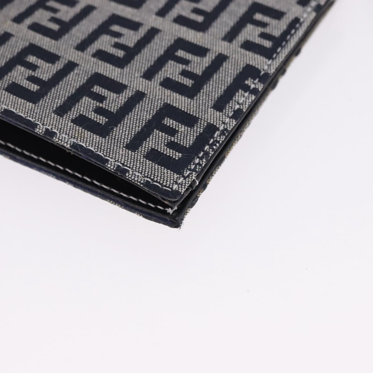 FENDI Zucchino Canvas Bifold Wallet Navy Auth 194127M