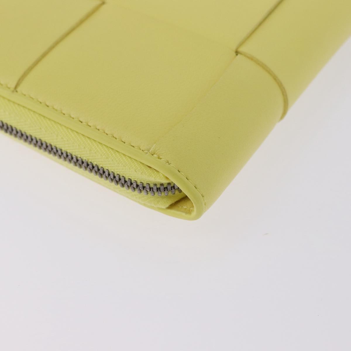 BOTTEGA VENETA MAXI INTRECCIATO Long Wallet Leather Yellow Silver Auth 194128M