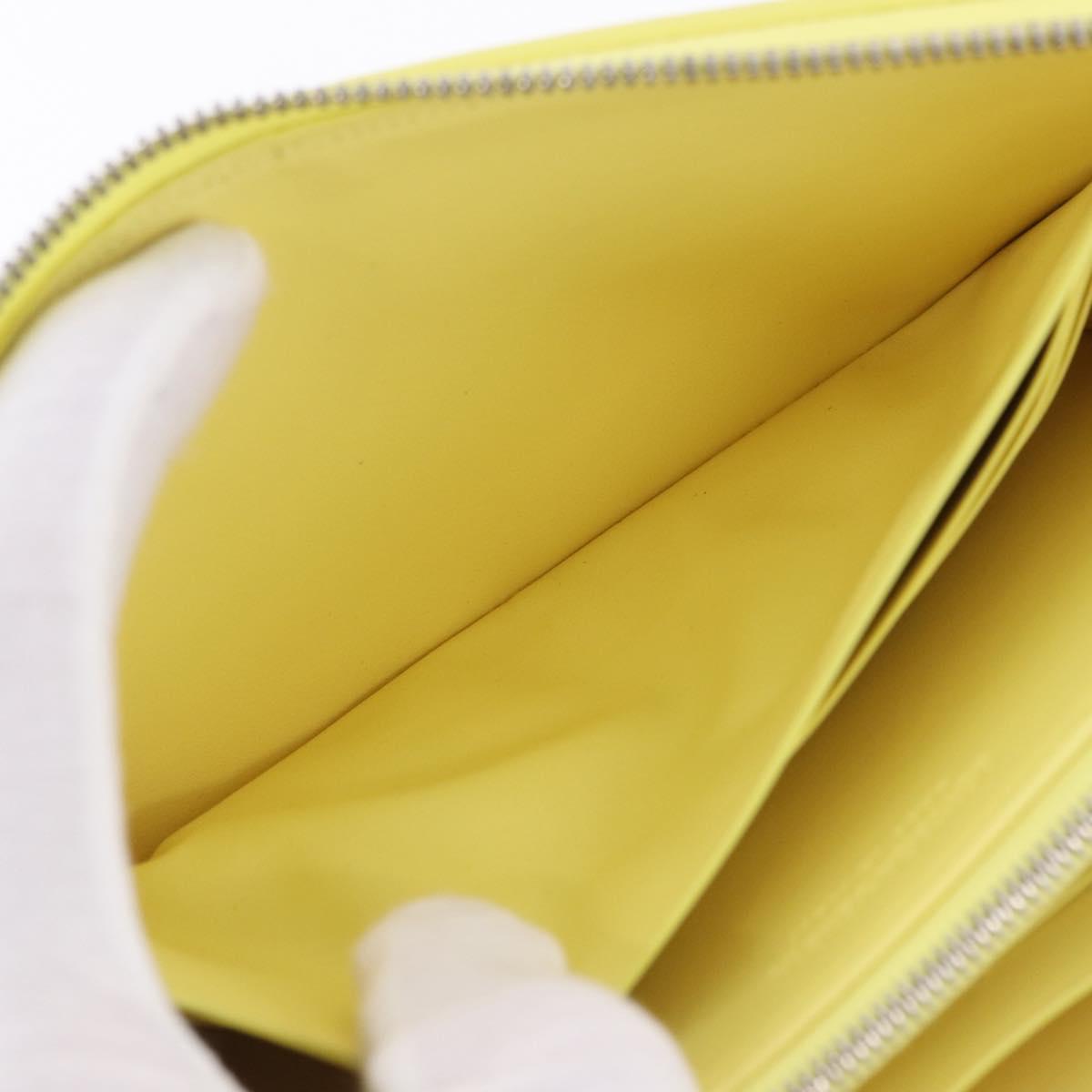 BOTTEGA VENETA MAXI INTRECCIATO Long Wallet Leather Yellow Silver Auth 194128M