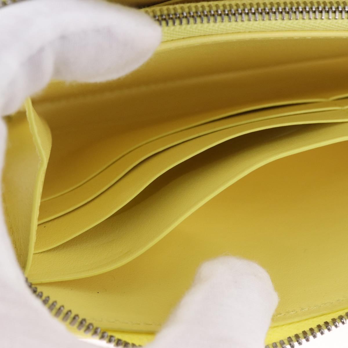 BOTTEGA VENETA MAXI INTRECCIATO Long Wallet Leather Yellow Silver Auth 194128M
