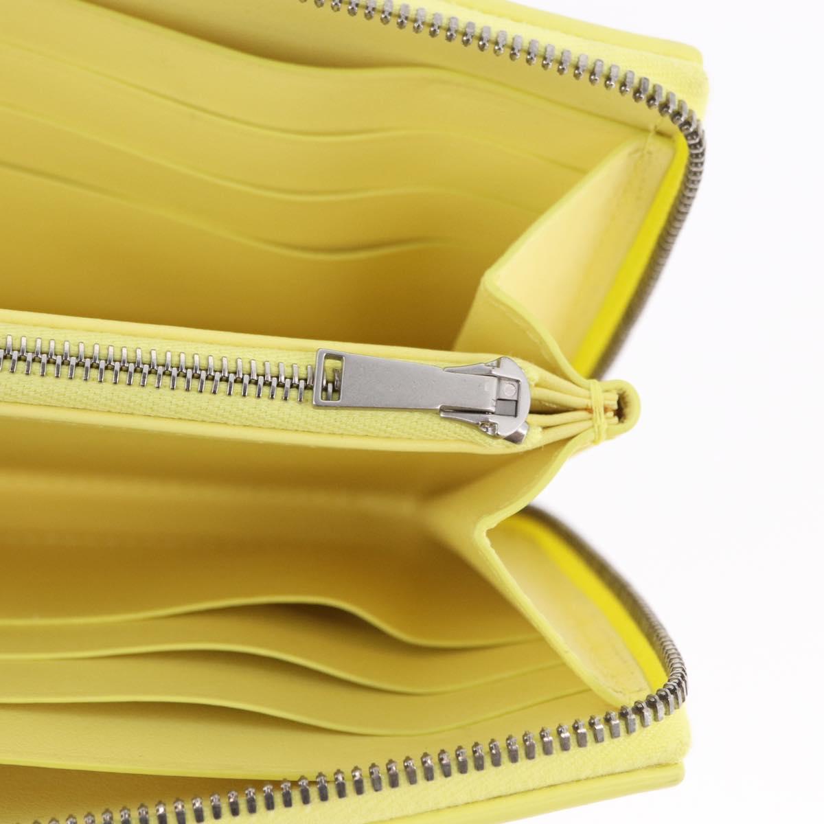 BOTTEGA VENETA MAXI INTRECCIATO Long Wallet Leather Yellow Silver Auth 194128M