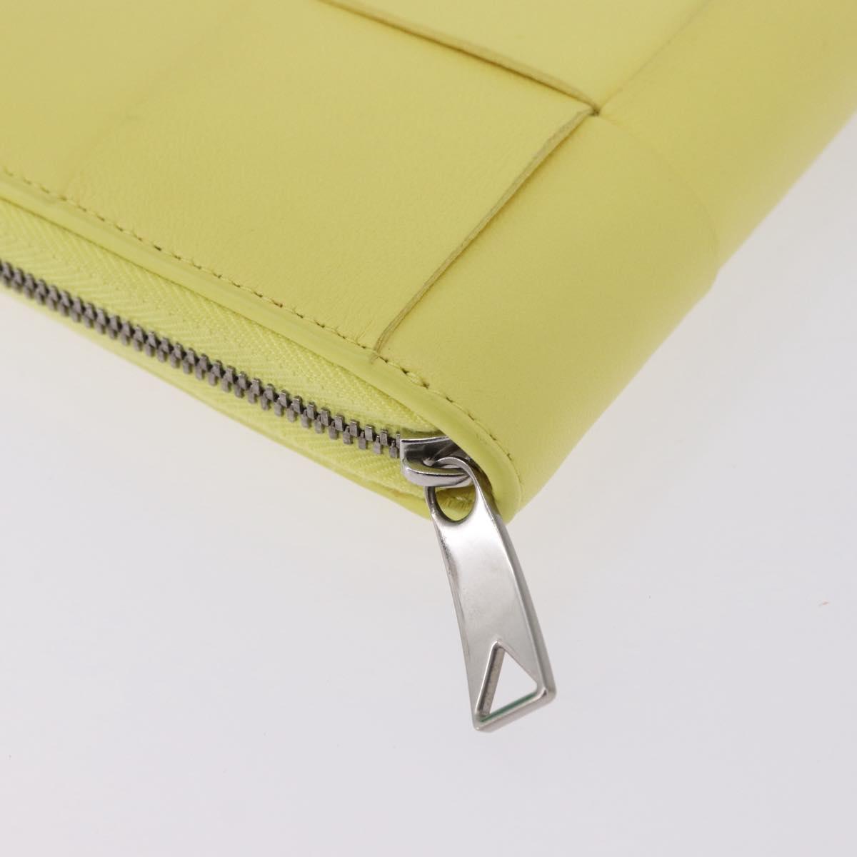 BOTTEGA VENETA MAXI INTRECCIATO Long Wallet Leather Yellow Silver Auth 194128M