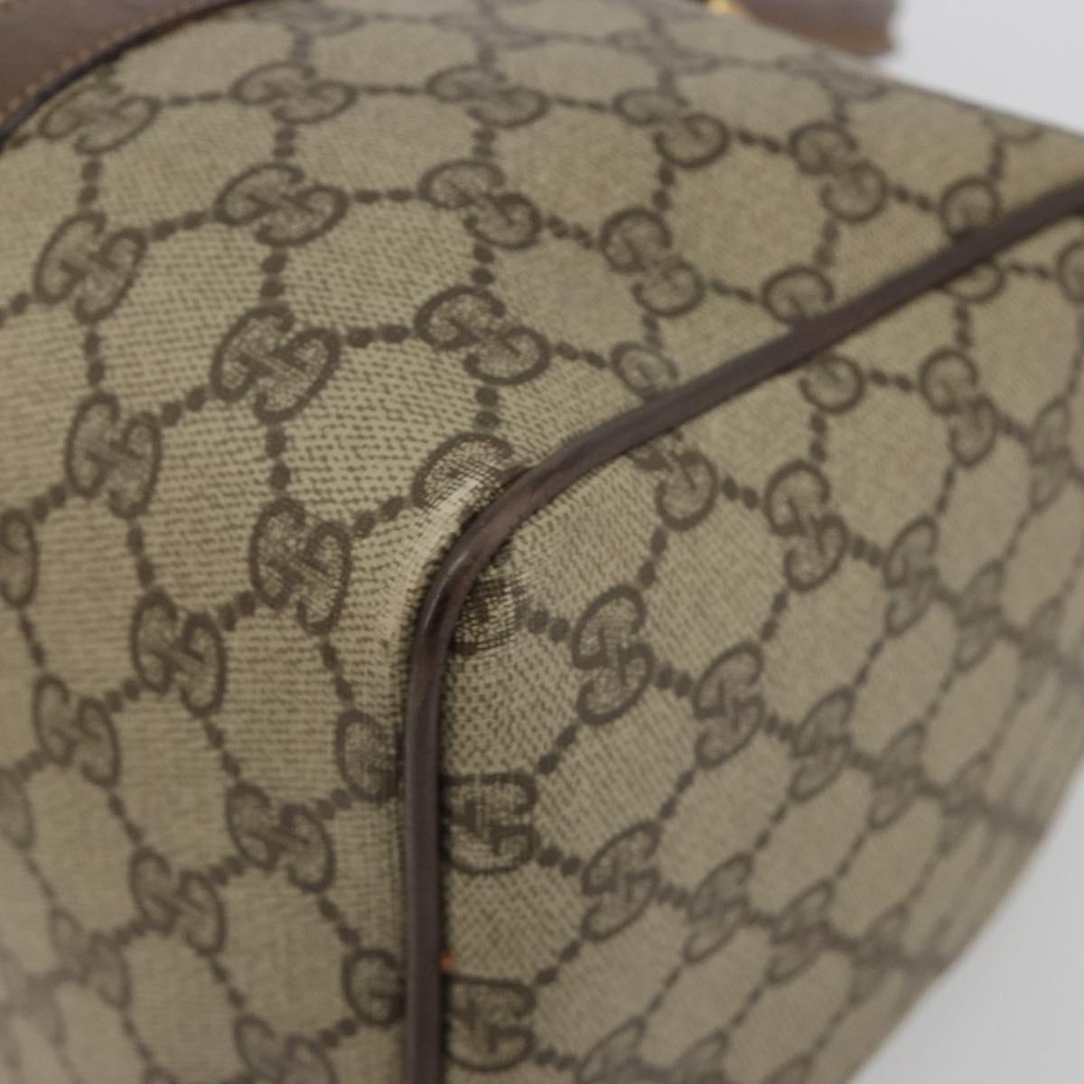 GUCCI GG Supreme Hand Bag PVC Leather Beige Gold Tone 002 123 6842 Auth 194131