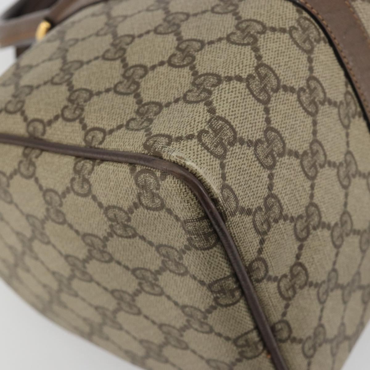 GUCCI GG Supreme Hand Bag PVC Leather Beige Gold Tone 002 123 6842 Auth 194131