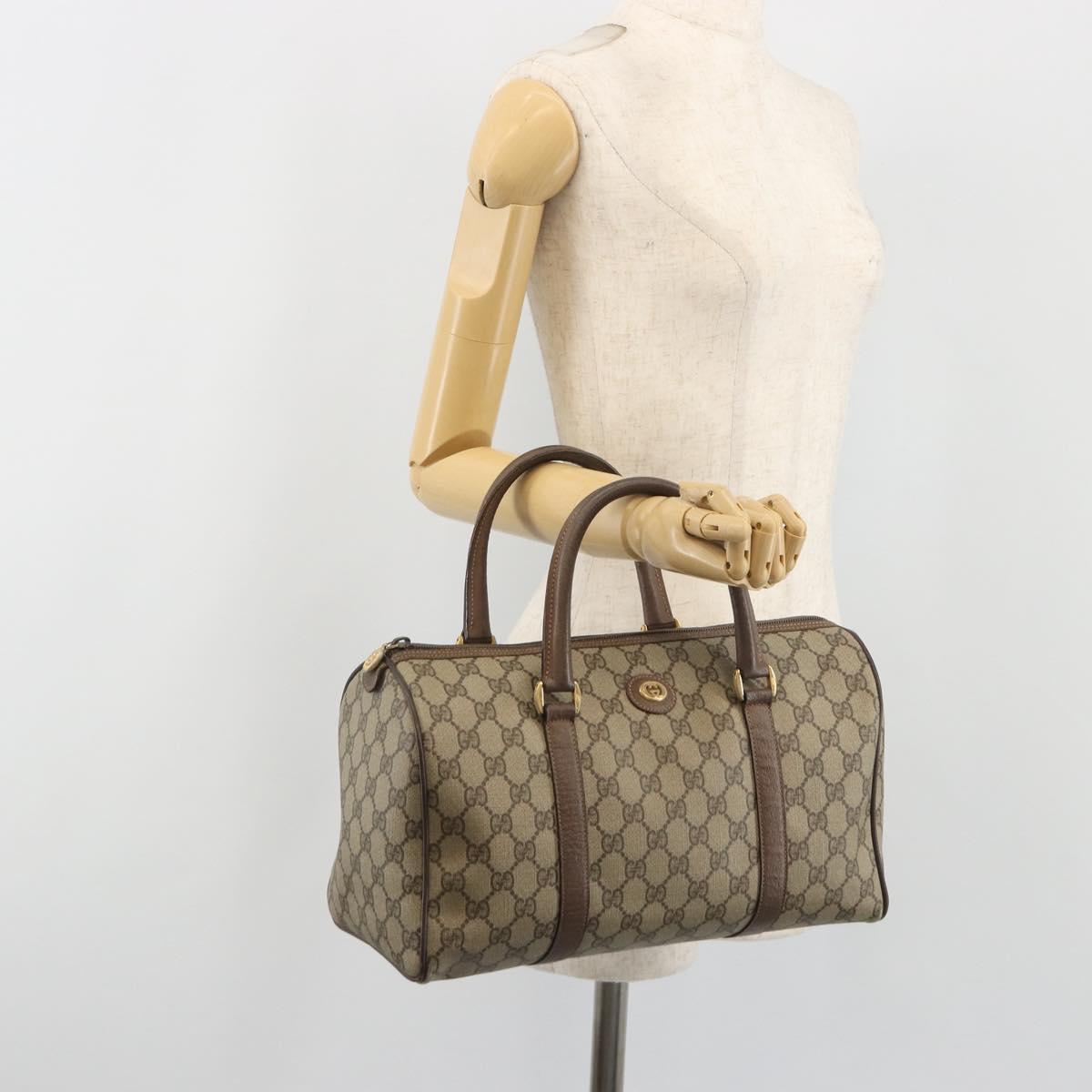GUCCI GG Supreme Hand Bag PVC Leather Beige Gold Tone 002 123 6842 Auth 194131