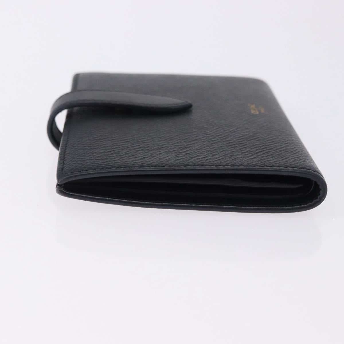 CELINE Medium Strap Wallet Leather Black Gold Auth 194135A