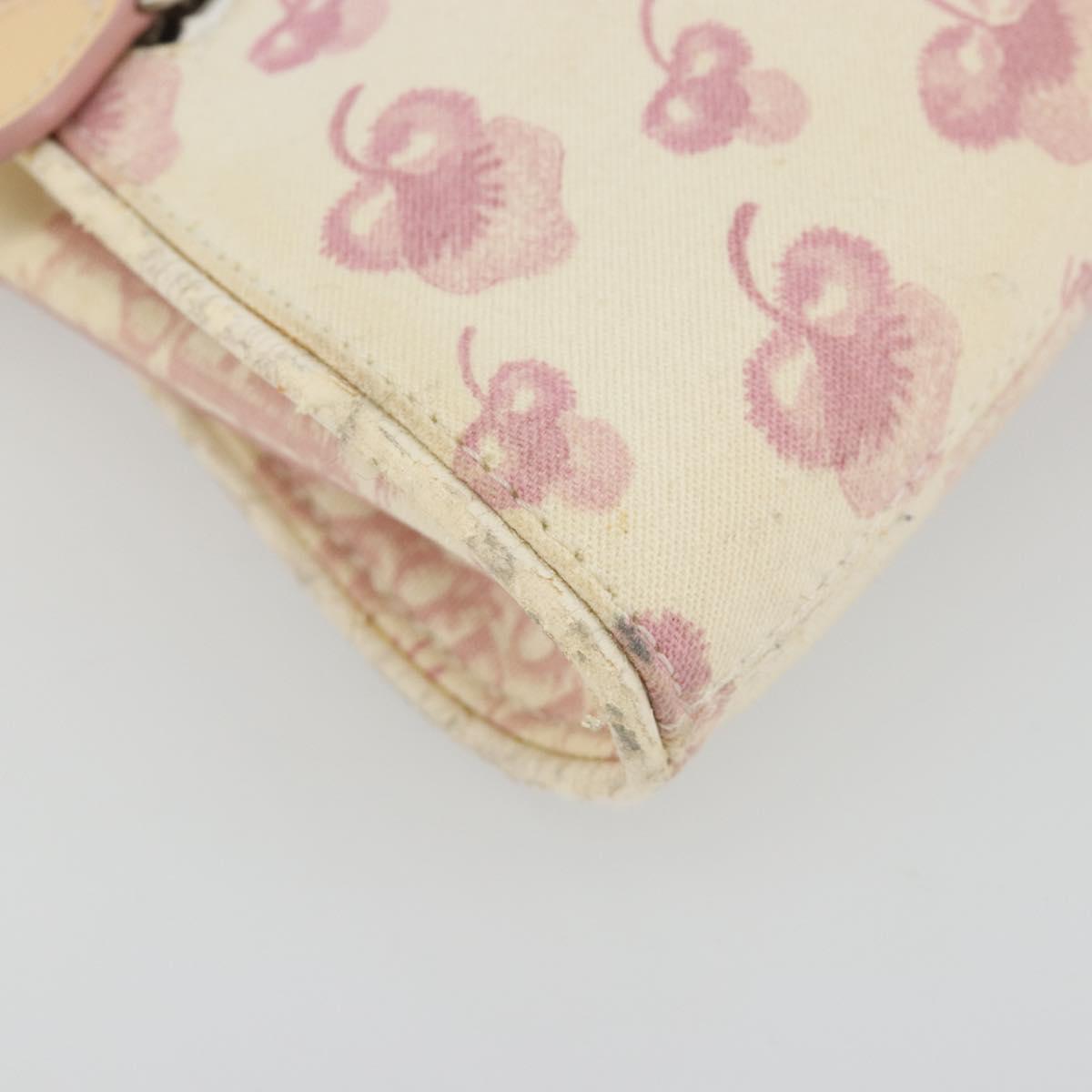 Christian Dior Saddle Chain Shoulder Bag Canvas Pink Silver Auth 194136