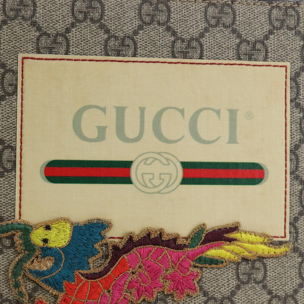 GUCCI GG Supreme Web Sherry Line Courier Bag PVC Beige Gold 474083 Auth 194145V