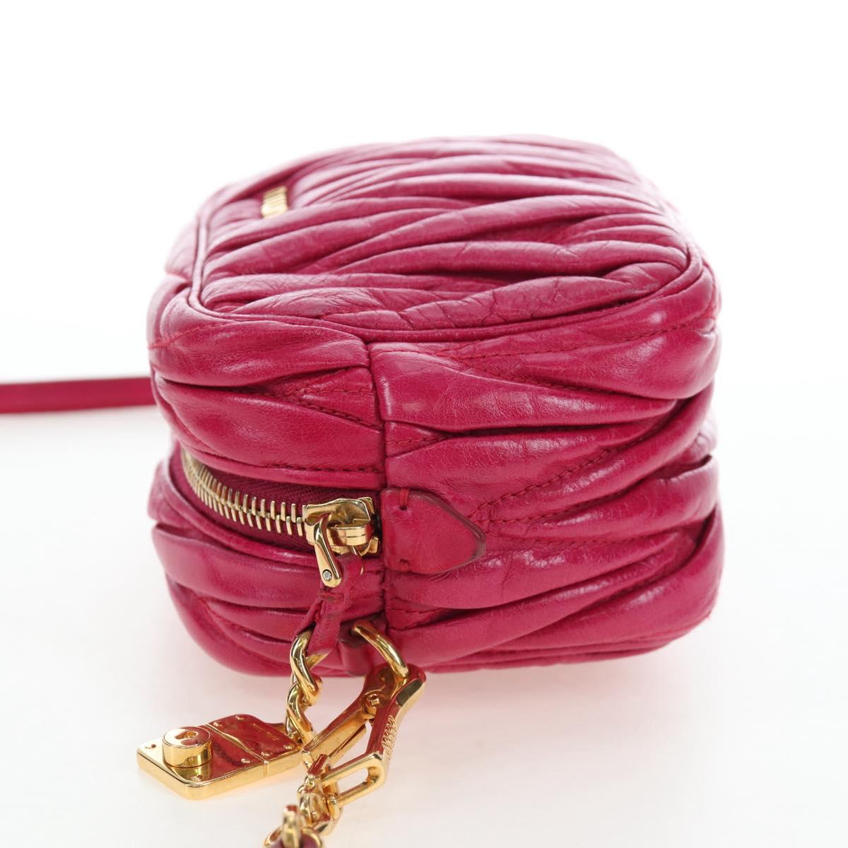 Miu Miu Matelasse Shoulder Bag Leather Pink Gold Tone Auth 194148V