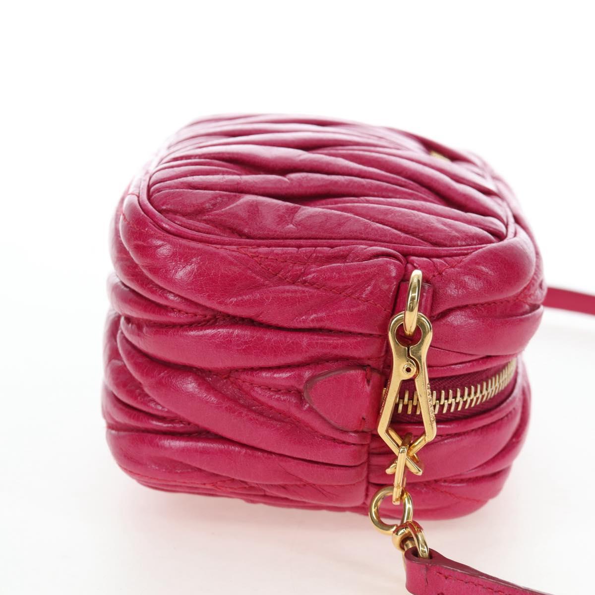 Miu Miu Matelasse Shoulder Bag Leather Pink Gold Tone Auth 194148V
