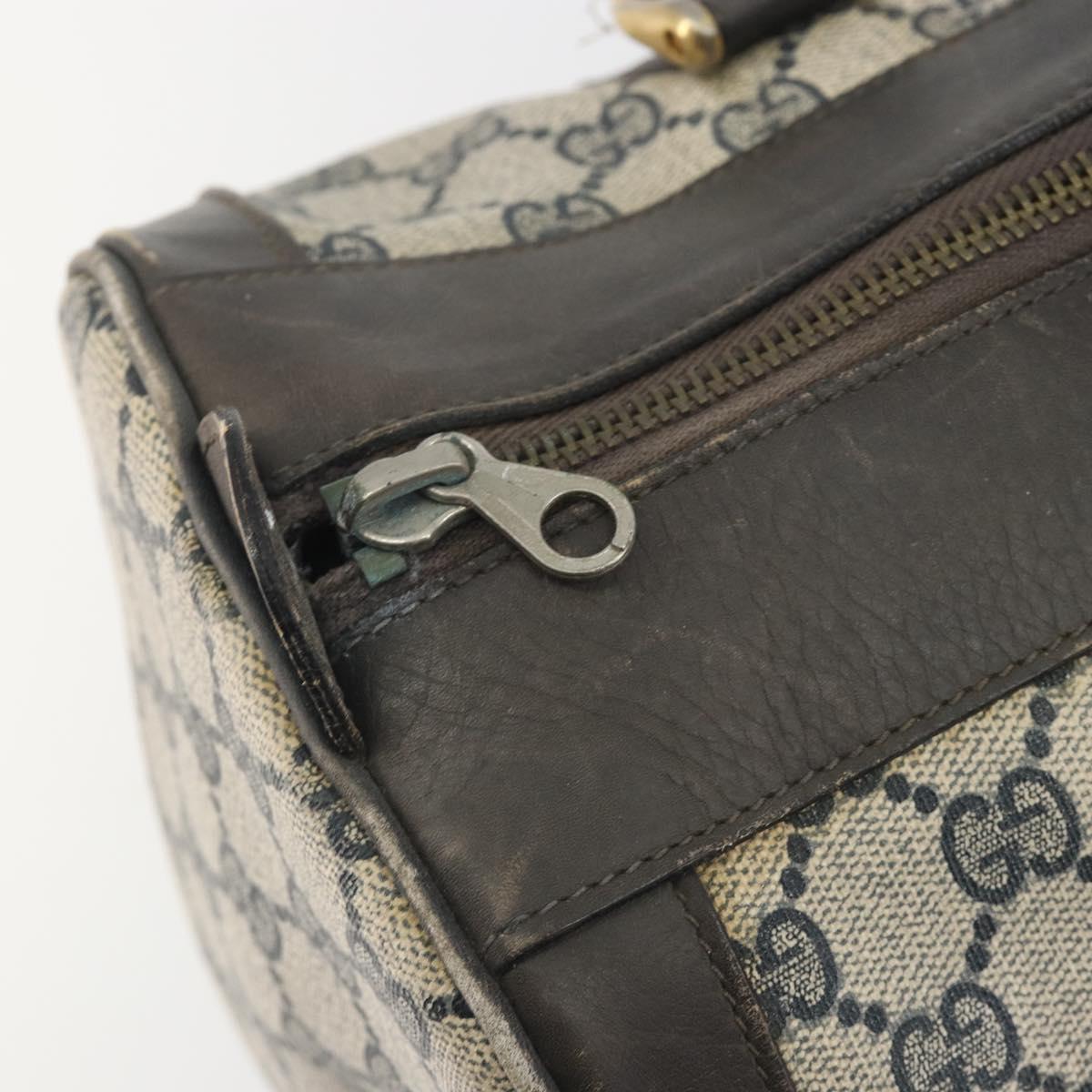 GUCCI GG Supreme Hand Bag PVC Leather Navy Gold Tone Auth 194149