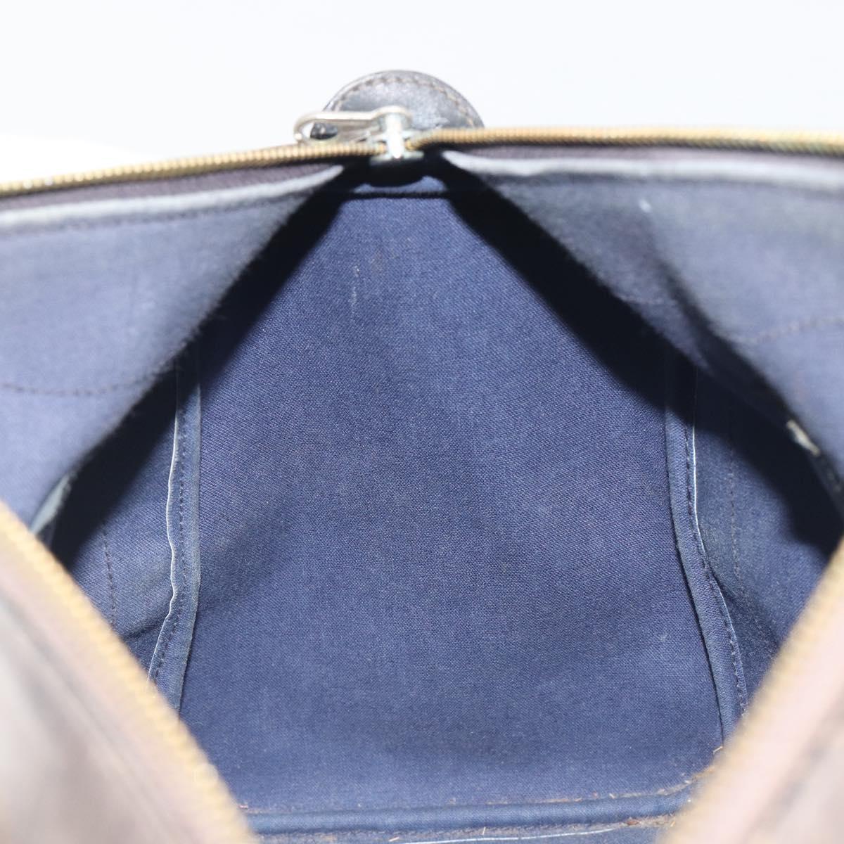 GUCCI GG Supreme Hand Bag PVC Leather Navy Gold Tone Auth 194149