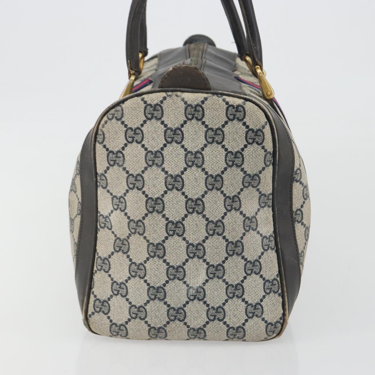 GUCCI GG Supreme Hand Bag PVC Leather Navy Gold Tone Auth 194149