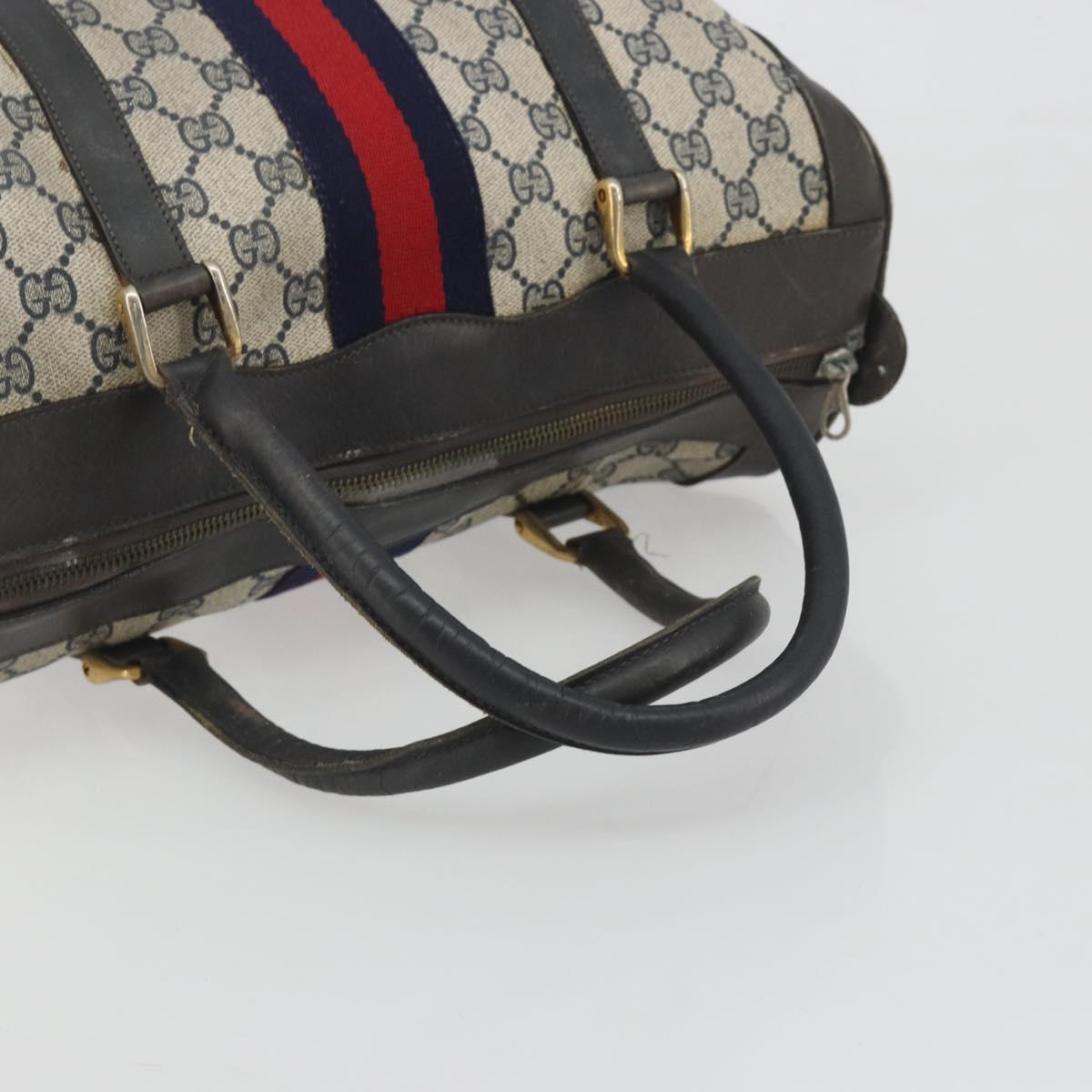 GUCCI GG Supreme Hand Bag PVC Leather Navy Gold Tone Auth 194149