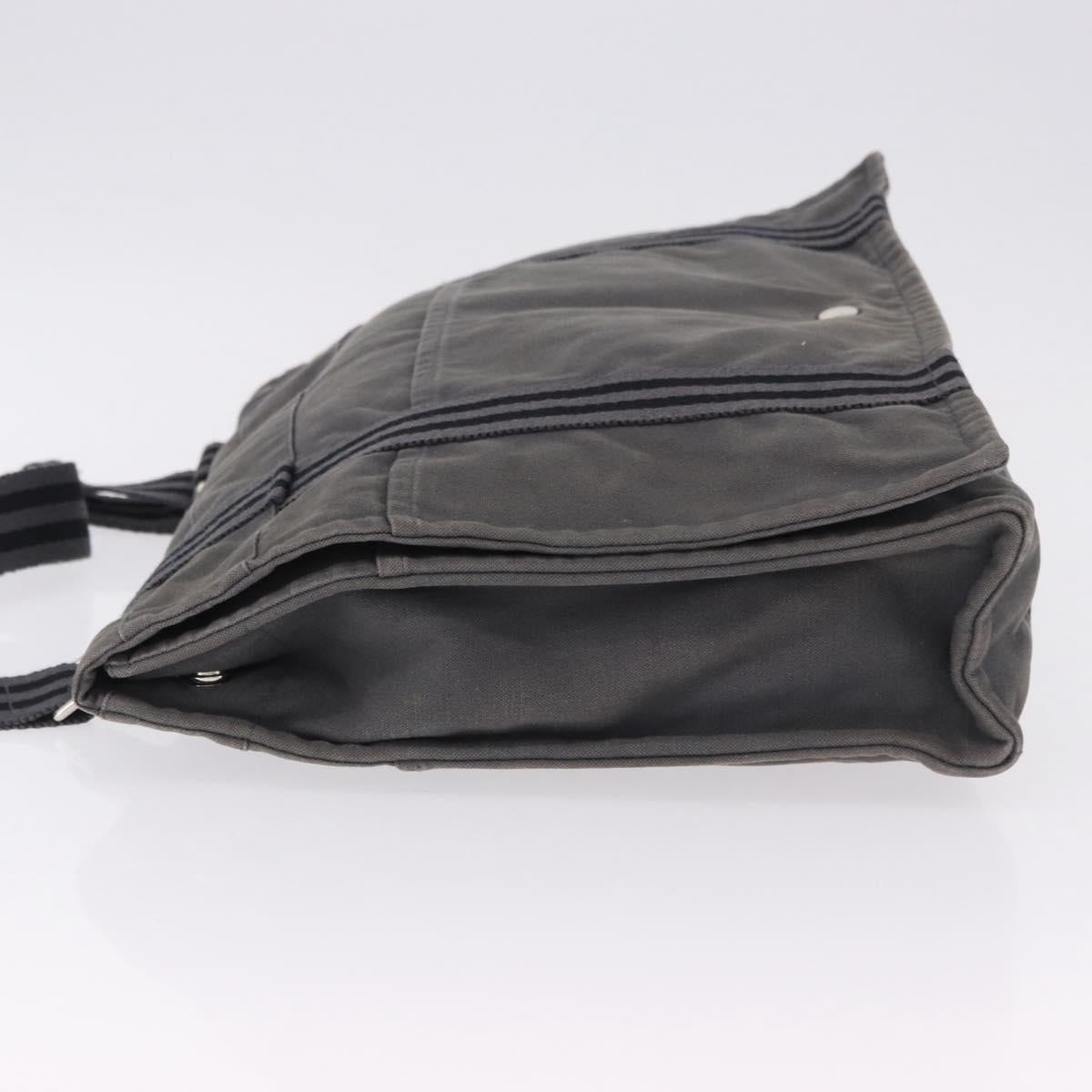 HERMES Fourre Tout Bassas MM Shoulder Bag Canvas Gray Silver Auth 194155