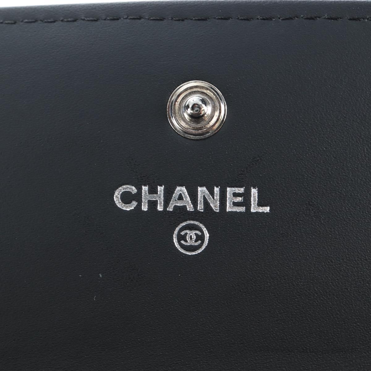 CHANEL Brilliant Matelasse Long Wallet Patent Black Silver CC Auth 194160M