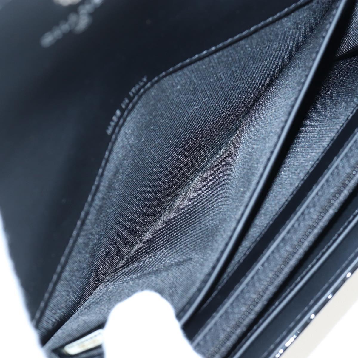 CHANEL Brilliant Matelasse Long Wallet Patent Black Silver CC Auth 194160M