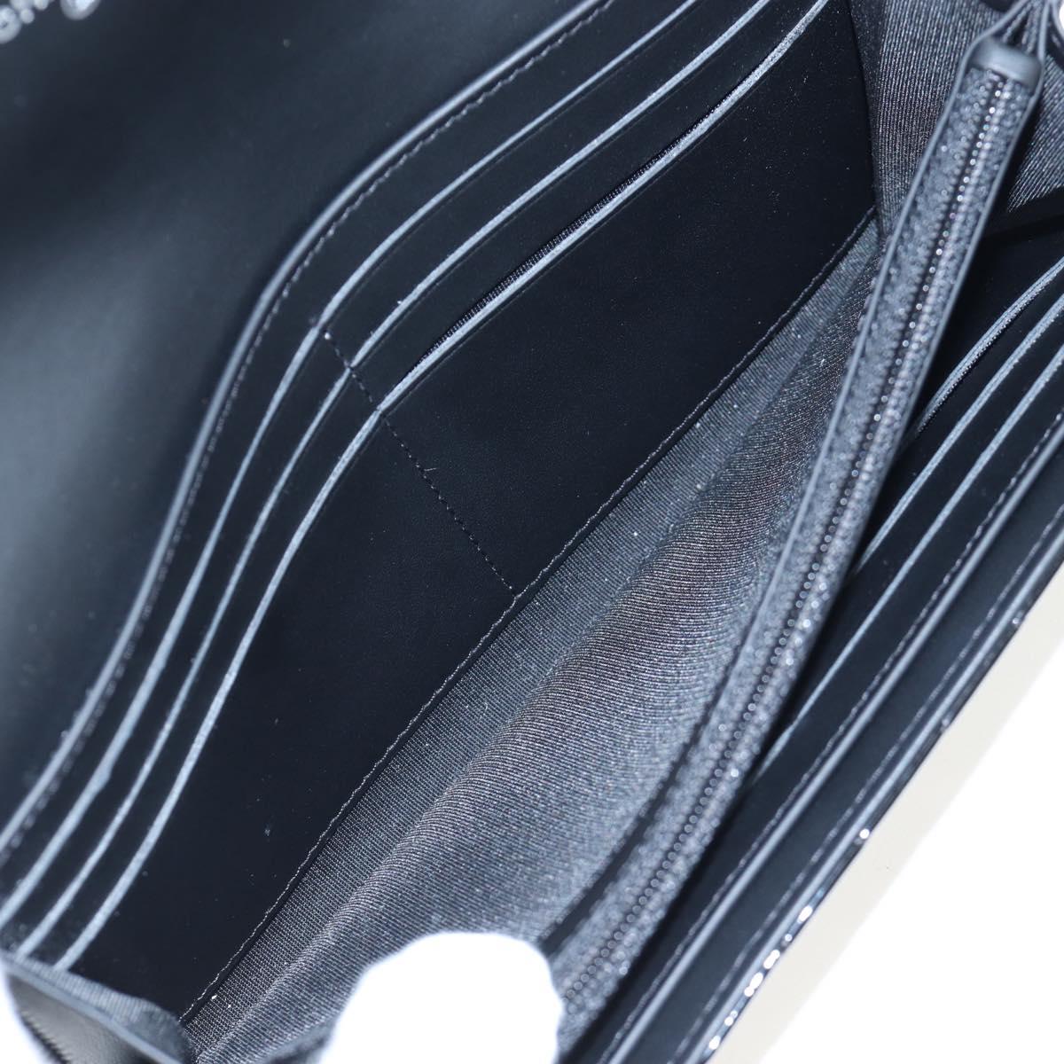 CHANEL Brilliant Matelasse Long Wallet Patent Black Silver CC Auth 194160M