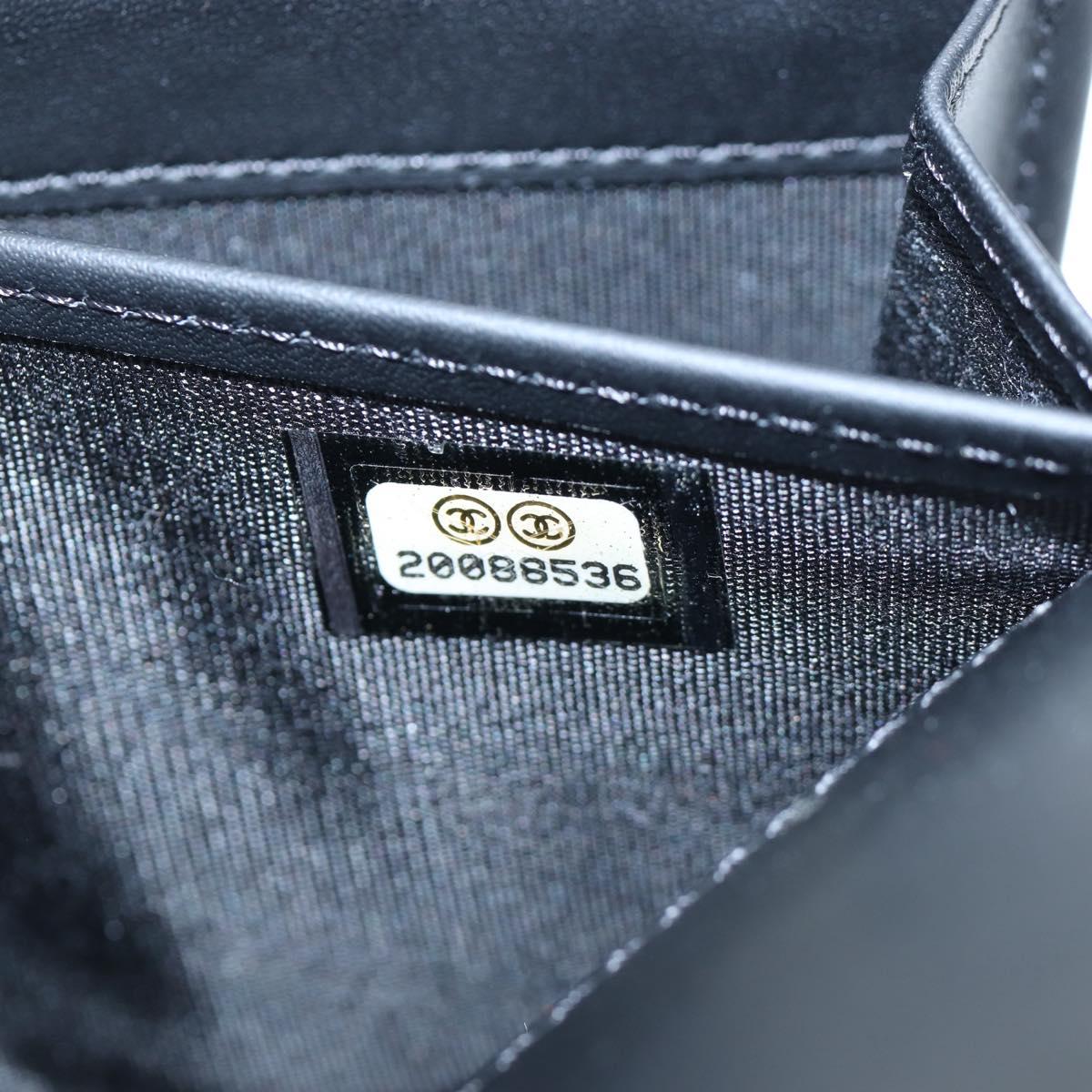 CHANEL Brilliant Matelasse Long Wallet Patent Black Silver CC Auth 194160M