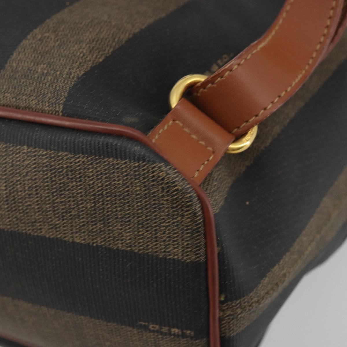 FENDI Pecan Backpack PVC Leather Brown Gold Tone Auth 194161