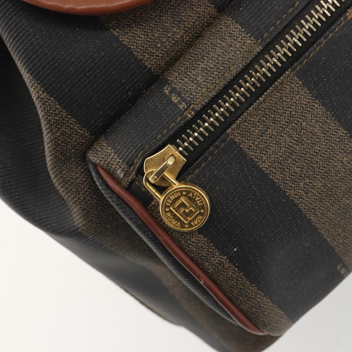 FENDI Pecan Backpack PVC Leather Brown Gold Tone Auth 194161