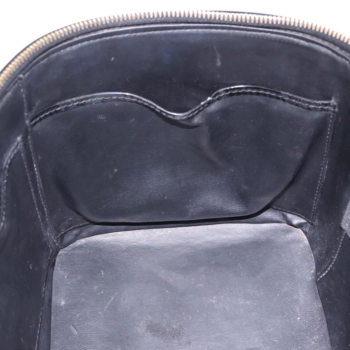 CHANEL COCO Mark Vanity Cosmetic Pouch Patent Black Gold Tone CC Auth 194162