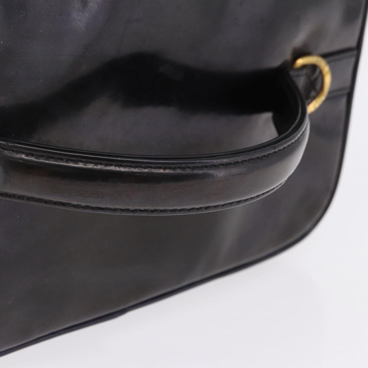 CHANEL COCO Mark Vanity Cosmetic Pouch Patent Black Gold Tone CC Auth 194162