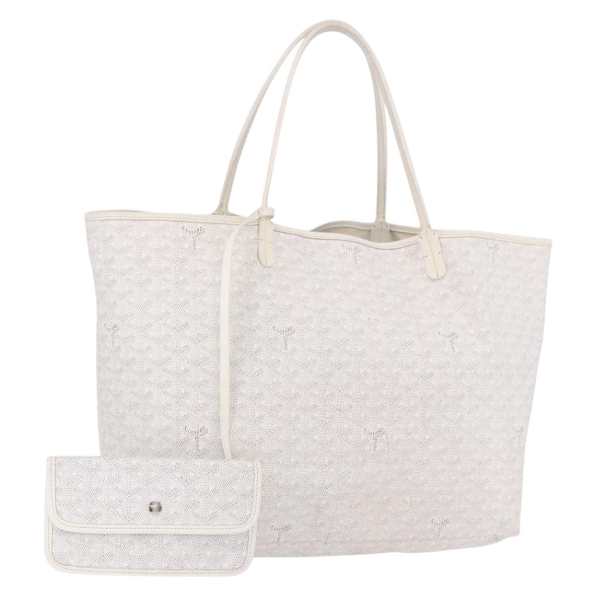 GOYARD Herringbone Saint Louis GM Tote Bag PVC White Auth 194163