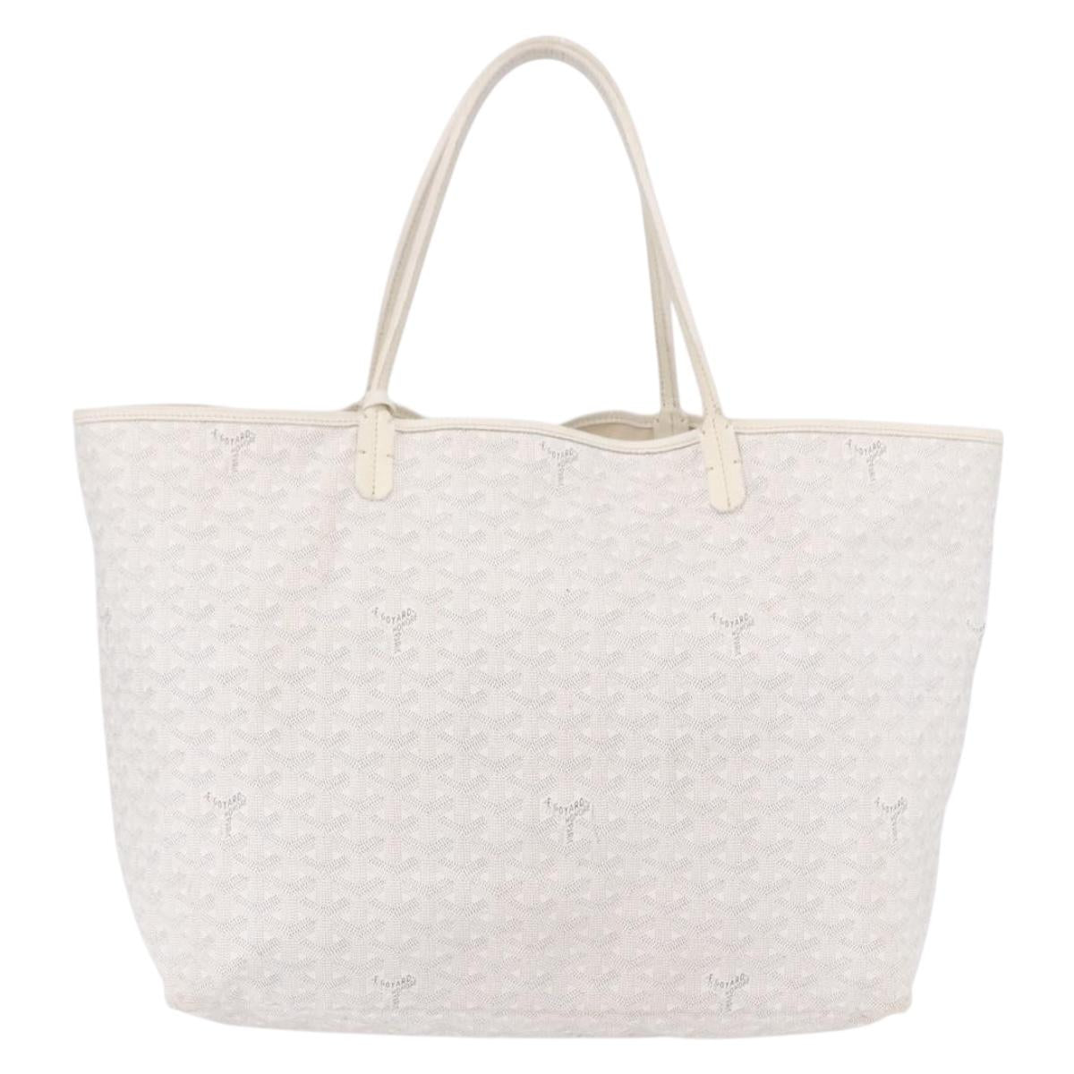 GOYARD Herringbone Saint Louis GM Tote Bag PVC White Auth 194163
