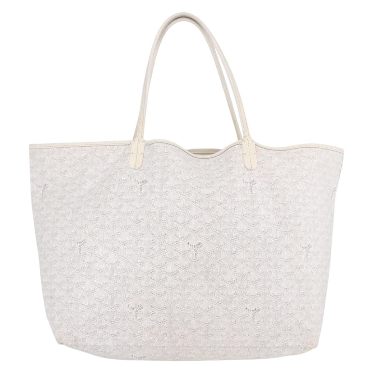 GOYARD Herringbone Saint Louis GM Tote Bag PVC White Auth 194163