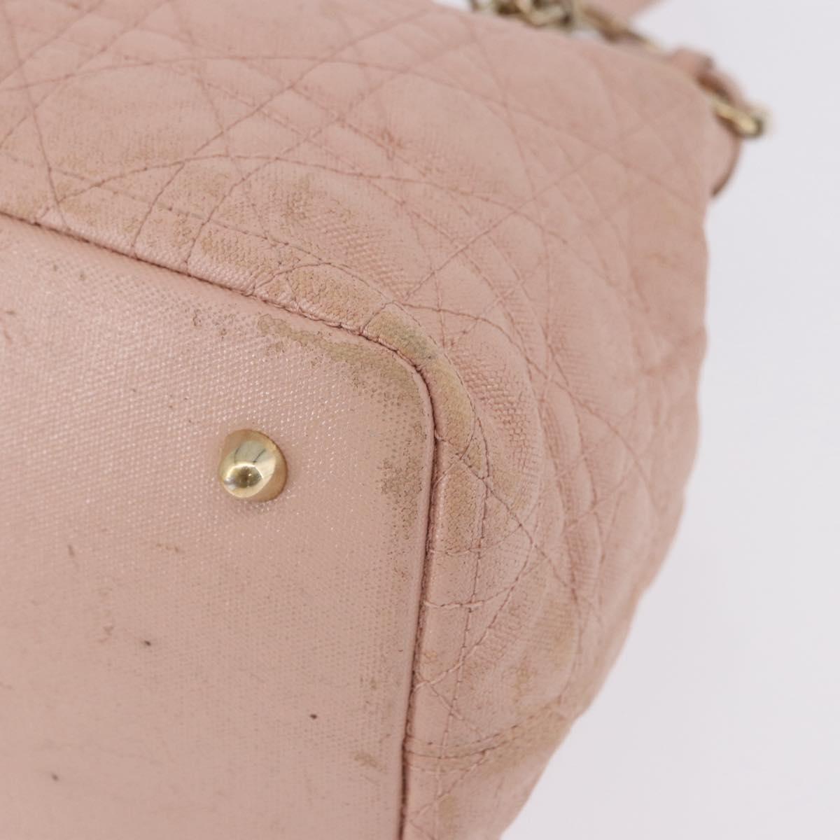 Christian Dior Canage Hand Bag Canvas Pink Gold Tone Auth 194165
