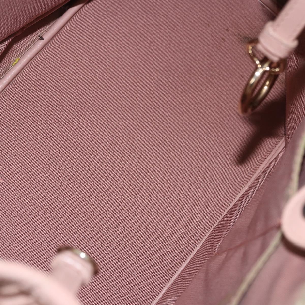 Christian Dior Canage Hand Bag Canvas Pink Gold Tone Auth 194165