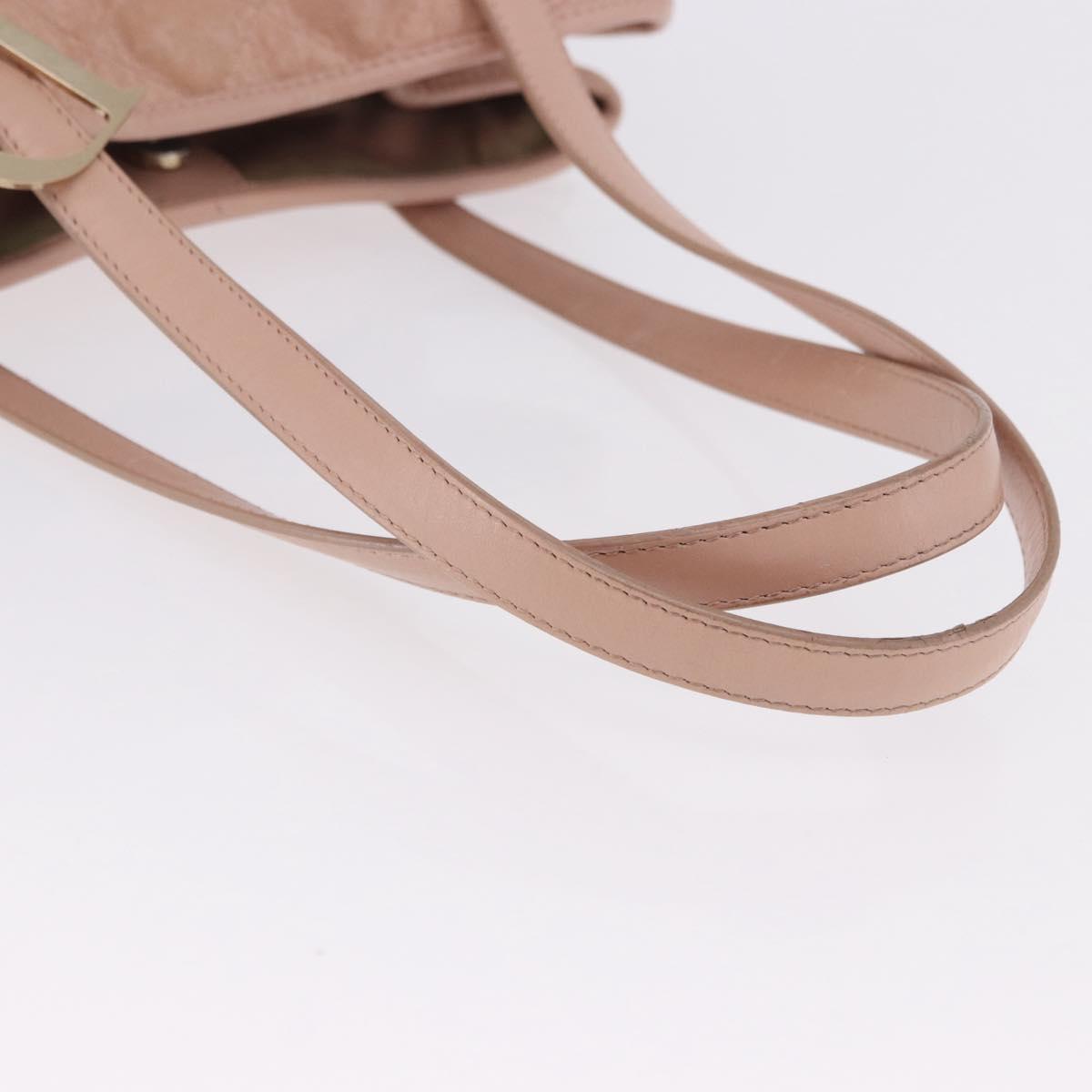 Christian Dior Canage Hand Bag Canvas Pink Gold Tone Auth 194165