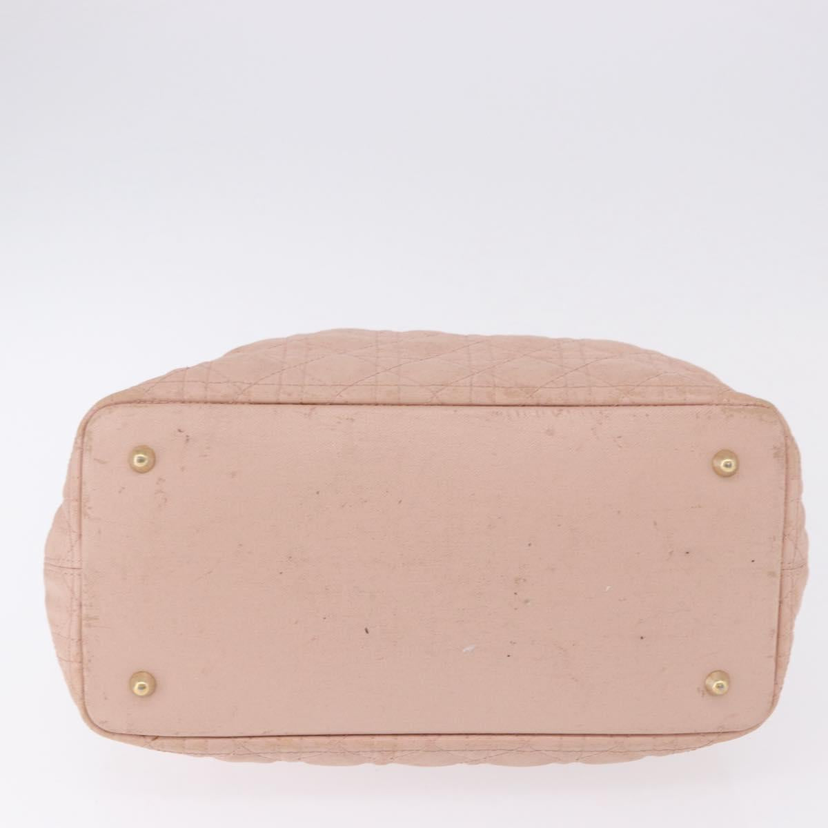 Christian Dior Canage Hand Bag Canvas Pink Gold Tone Auth 194165