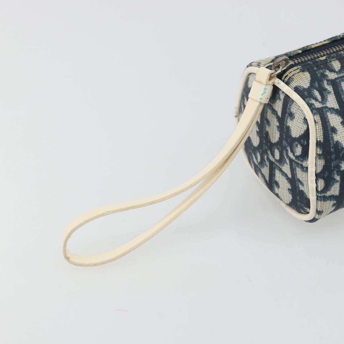 Christian Dior Trotter Pouch PVC Leather Blue White Auth 194167