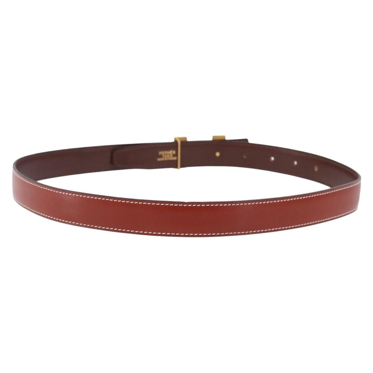 HERMES Constance Mini H Belt Leather Brown Gold Tone Auth 194168M